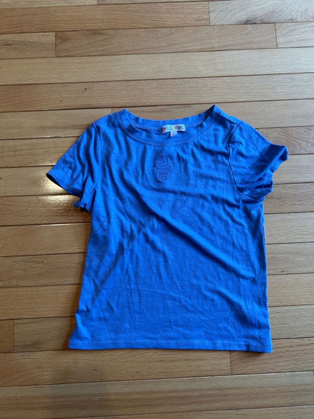 Purple Kids Short-Sleeve Tee with Ice Cream Embroidery